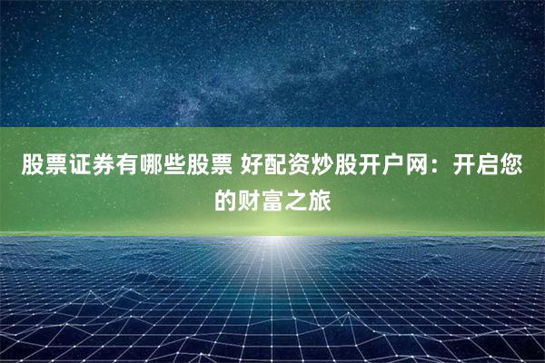 股票证券有哪些股票 好配资炒股开户网：开启您的财富之旅
