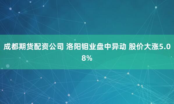 成都期货配资公司 洛阳钼业盘中异动 股价大涨5.08%