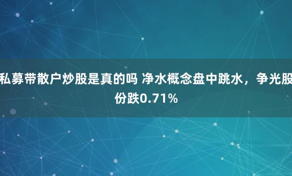 私募带散户炒股是真的吗 净水概念盘中跳水，争光股份跌0.71%